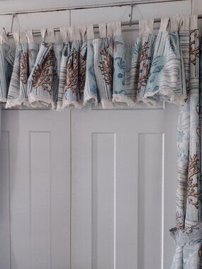 Coral Patches Valances, Tie Backs and Panels By Bella Coastal Decor